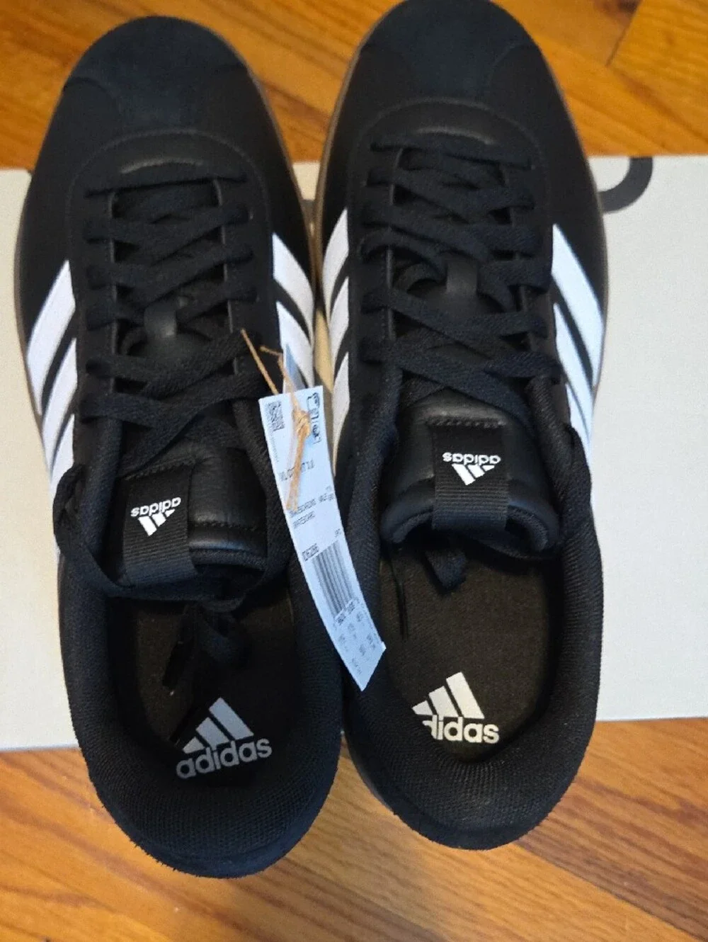 adidas Size 12 VL Court 3.0 Black White Sneakers with Brown-Gum Sole